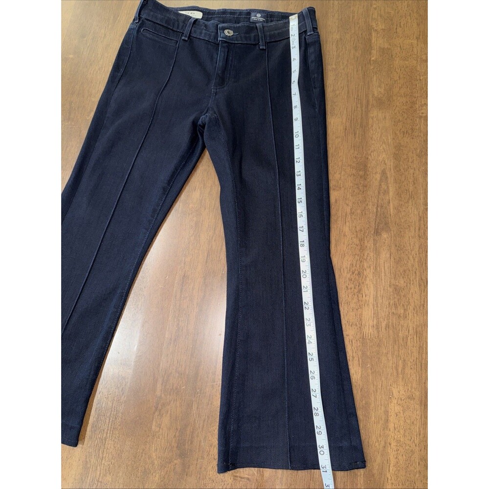 AG Adriano Goldschmied The Mia Cropped Pin Tuck Flare Jeans Navy Made USA 26 - Picture 10 of 15